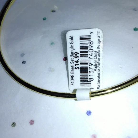 2 Pcs Amanda Blu Bezel Gold Bangles - Picture 8 of 9